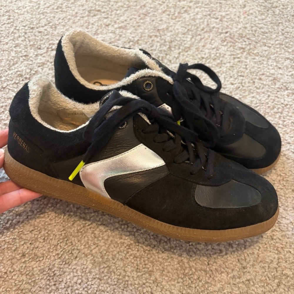 Verbenas Sora Sneakers Womens 9 EU 40 Black Silver Low Top Suede Leather